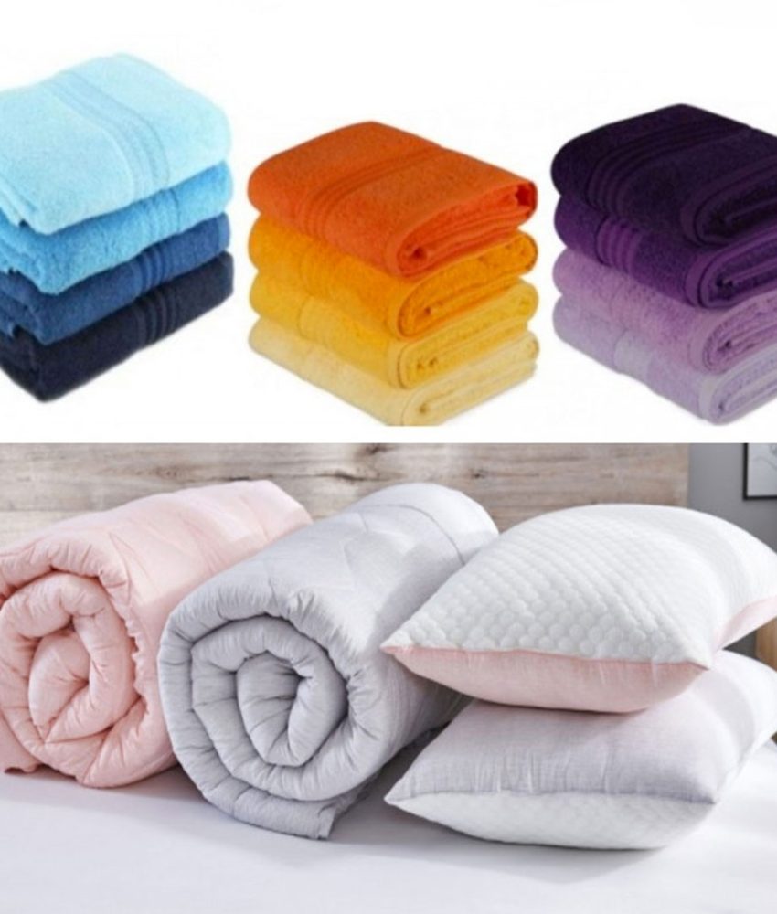 Pilota Hoteliera pentru pat dublu 180/200 + Set 2 Perne 50/70cm + 1 Set de 4 Prosoape de baie, bumbac 100%, Cadou!