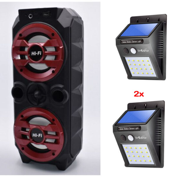 Boxa portabila ZQS 4236 BT, leduri, MP3, aux, usb  + Lampa cu incarcare solara si senzori de miscare!
