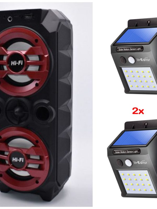 Boxa portabila ZQS 4236 BT, leduri, MP3, aux, usb  + Lampa cu incarcare solara si senzori de miscare!