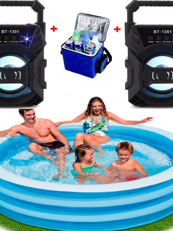 Piscina Family Intex, Gonflabila, 4 Inele, Capacitate 780l, Diametru 170cm + 2 Boxe Portabile, Bluetooth + Cadou Geanta frigorifica!