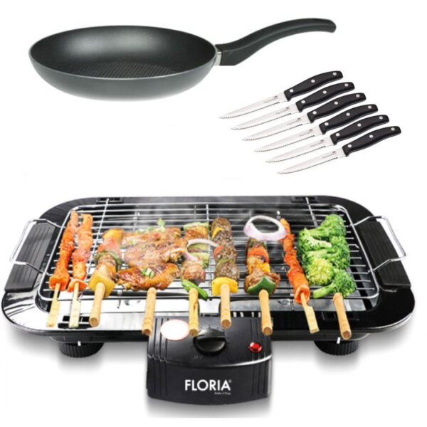 Gratar Electric ZLN 2867, 2000W + Cadou o TIGAIE Teflon Profesionala 24cm + Set 6 Cutite friptura, inox!