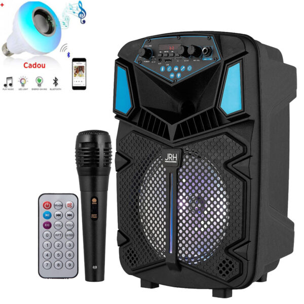Boxa portabila JRH H8 300W muzicali, telecomanda, microfon + Bec disco, bluetooth, boxa inclusa!