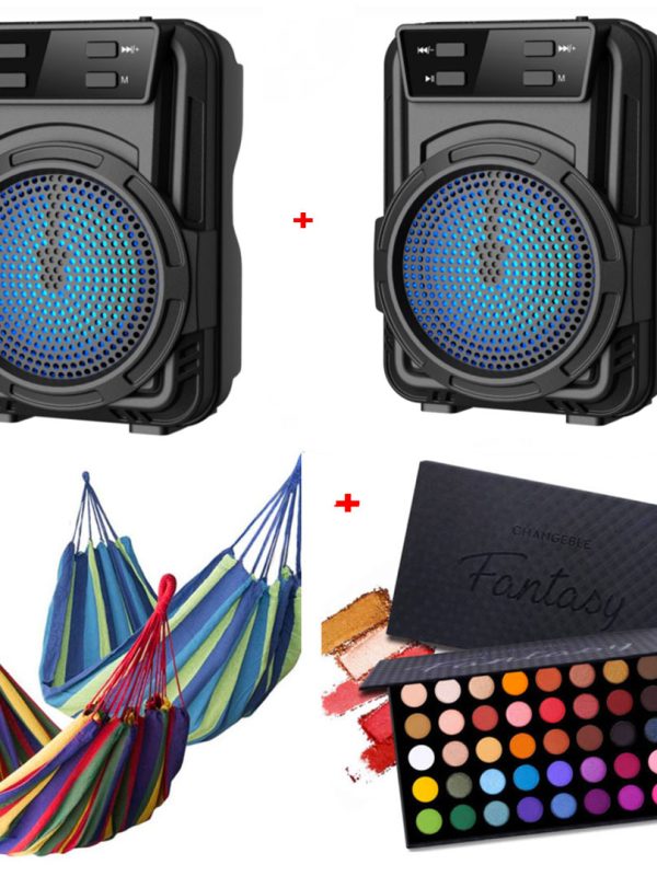Boxa Portabila Karaoke cu Radio FM, Bluetooth, GTS1346 + 1 Boxa Cadou + Hamac columbian din in 80x200 cm+ Cadou Trusa farduri 15 nuante!