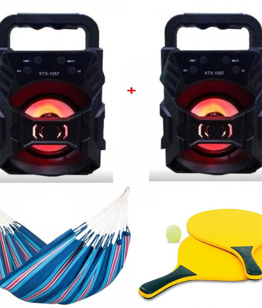 Hamac Columbian din in multicolor 80x200 cm + 2 Boxe Portabile KTX Bluetooth Radio FM AUX SD CARD USB Leduri Disco + Cadou Set Palete de plaja cu minge!