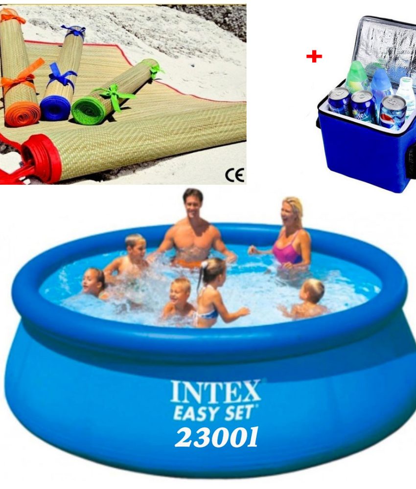 Piscina gonflabila, rotunda, BestWay FastSet, 244 x 61 cm, 1880 L + Rogojina De Plaja + CADOU Geanta Frigorifica!