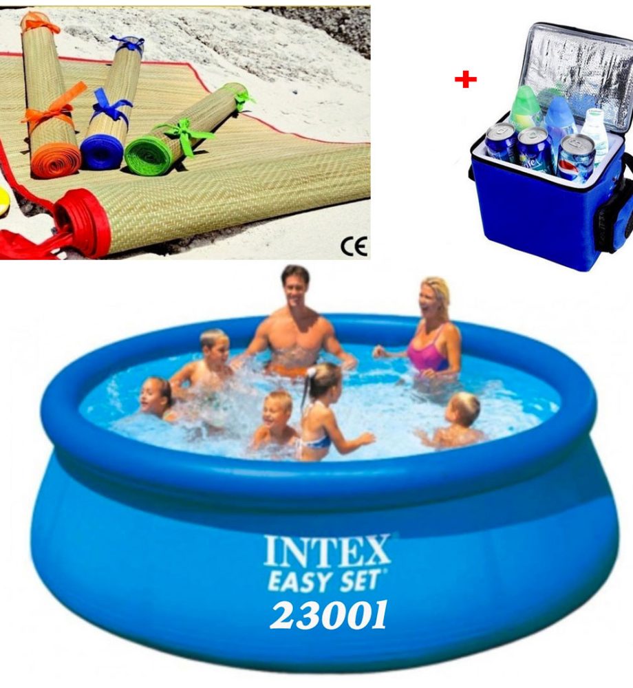 Piscina gonflabila, rotunda, BestWay FastSet, 244 x 61 cm, 1880 L + Rogojina De Plaja + CADOU Geanta Frigorifica!