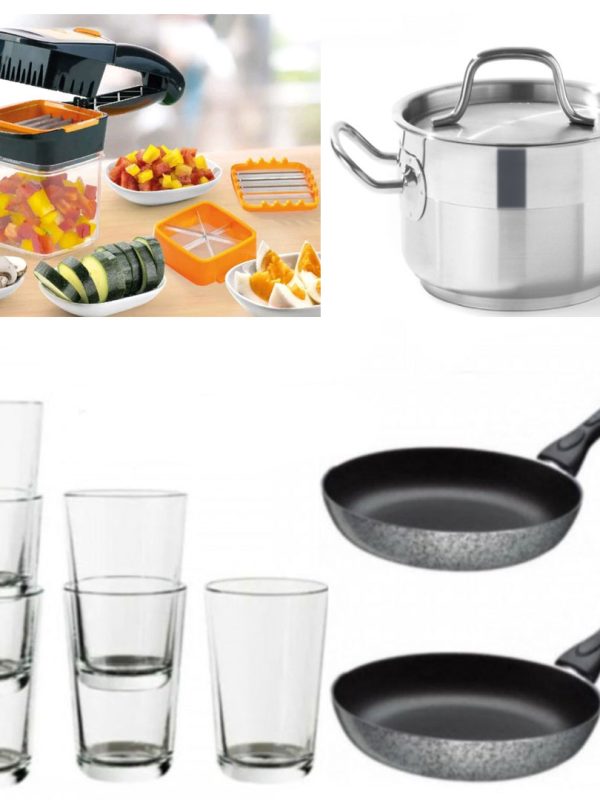 Razatoare profesionala Nicer Dicer Quick 5 in 1 + Set 2 Tigai teflon + Set 6 pahare + Cadou 1 Cratita inox Grunberg