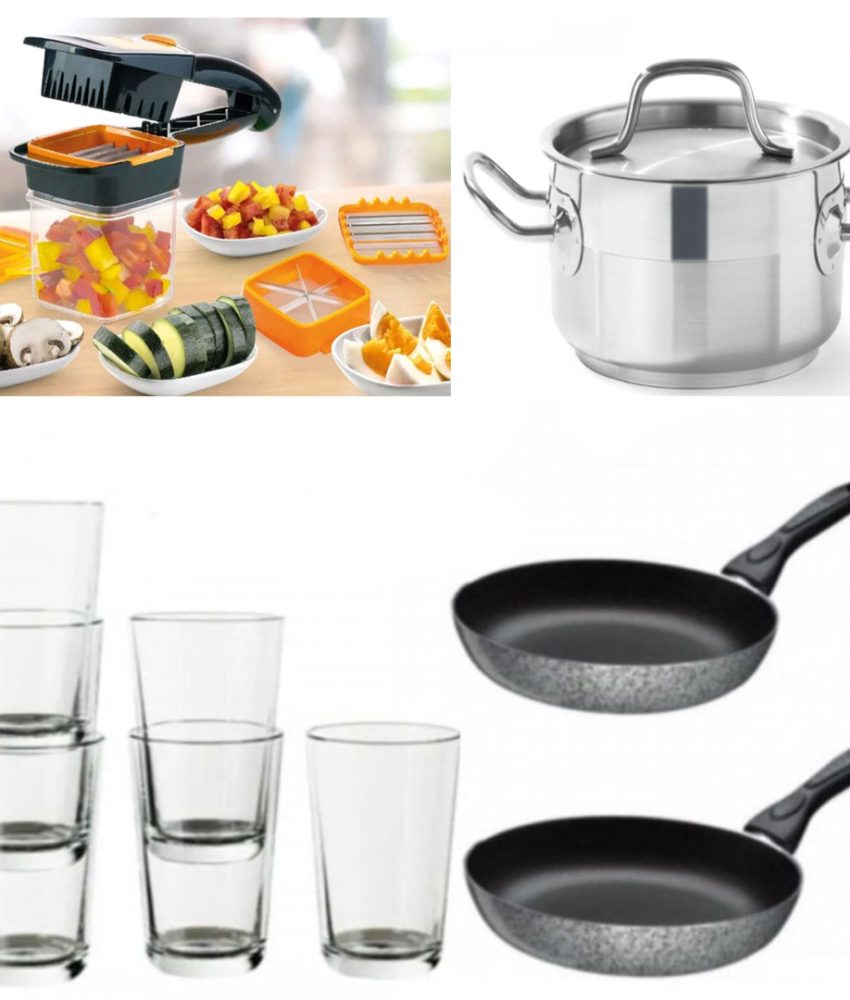 Razatoare profesionala Nicer Dicer Quick 5 in 1 + Set 2 Tigai teflon + Set 6 pahare + Cadou 1 Cratita inox Grunberg