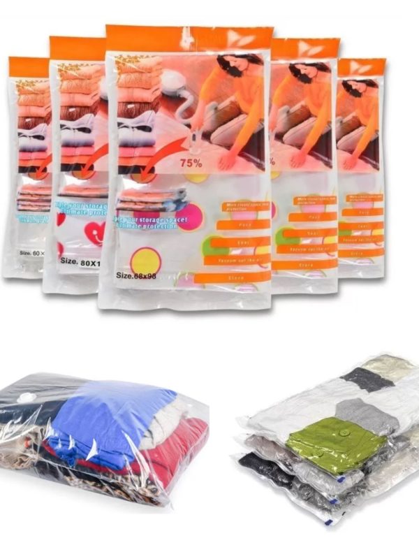 Saci vacuum de vidat haine, Pachet 10 buc, pentru protectia hainelor si economisirea spatiului