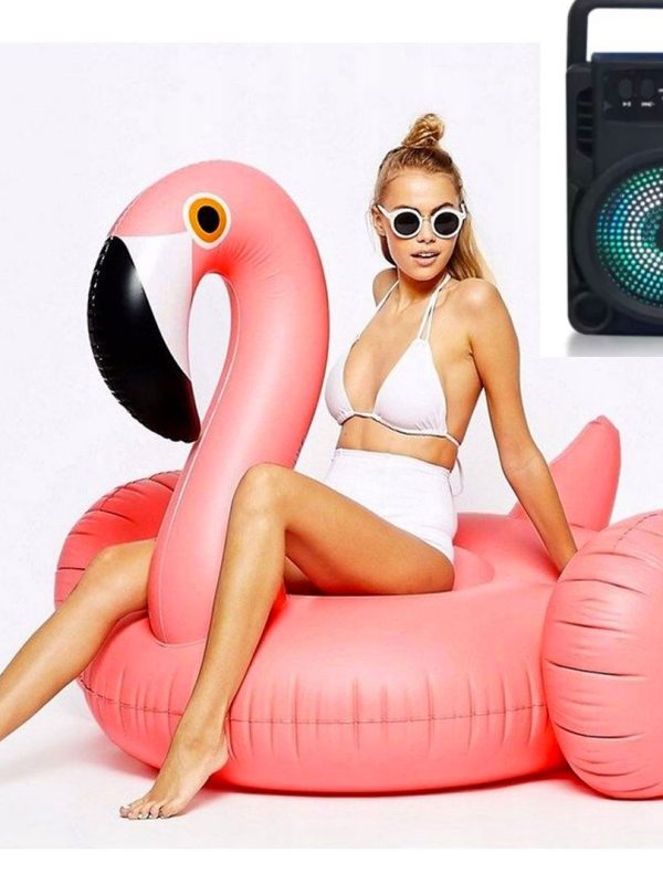 Saltea gonflabila Flamingo 200cm + Cadou Boxa, Radio FM, Suport MICRO SD, Karaoke, Usb