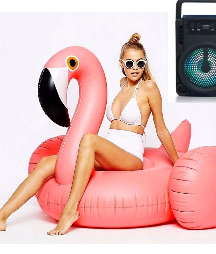Saltea gonflabila Flamingo 200cm + Cadou Boxa, Radio FM, Suport MICRO SD, Karaoke, Usb