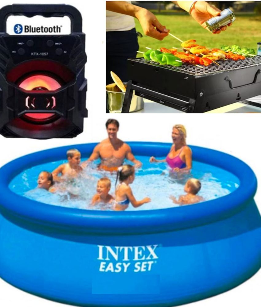 Piscina gonflabila, rotunda, BestWay FastSet, 244 x 61 cm, 1880 L+ Gratar portabil Barbeque + Cadou Boxa Bluetooth