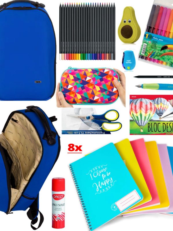 Ghiozdan, calitate Premium, diferite culori/modele + Pachet complet rechizite scolare!!