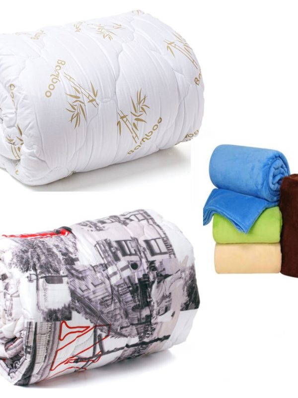 Pilote De Iarna groase si calduroase Bamboo 400gr, 200x220cm + Pilota imprimata 250 gr, 180x210Cm + Cadou o patura pufoasa fleece!