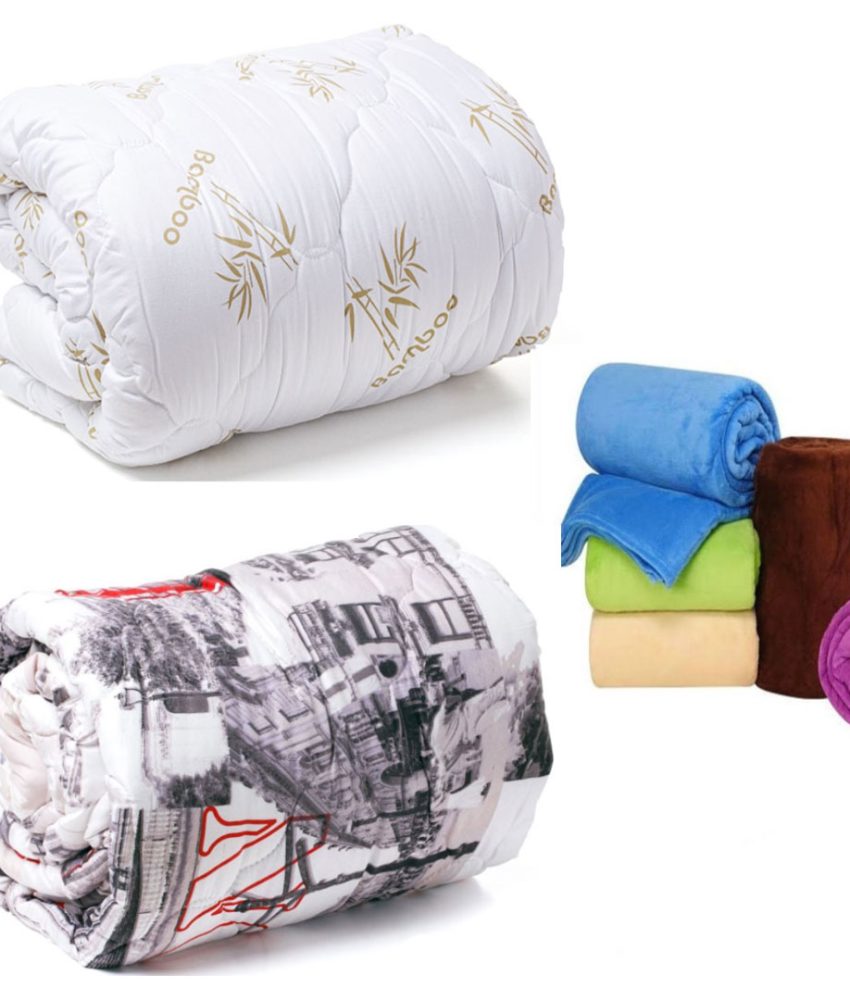 Pilote De Iarna groase si calduroase Bamboo 400gr, 200x220cm + Pilota imprimata 250 gr, 180x210Cm + Cadou o patura pufoasa fleece!