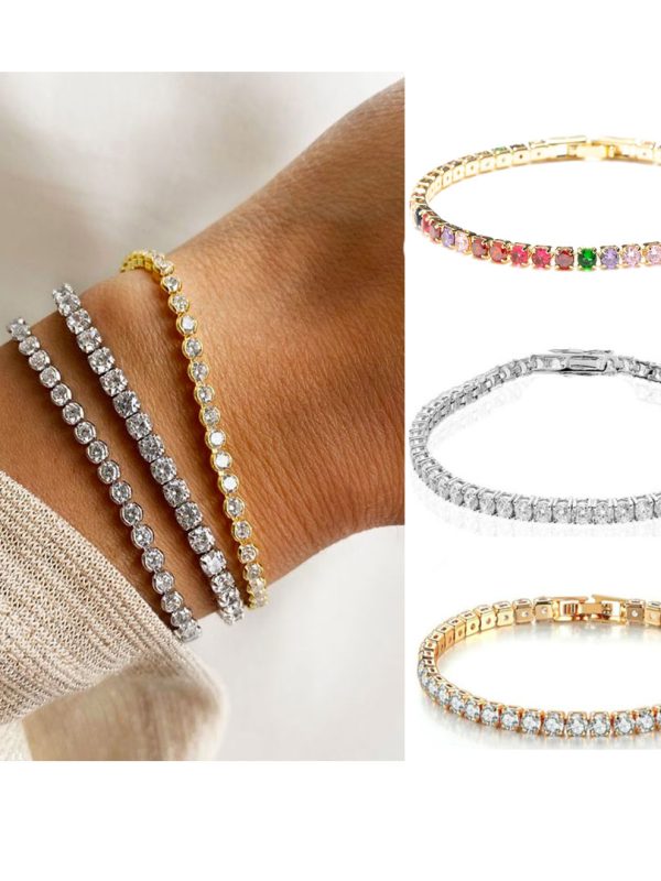 Set 3 bratari tennis placate cu aur!