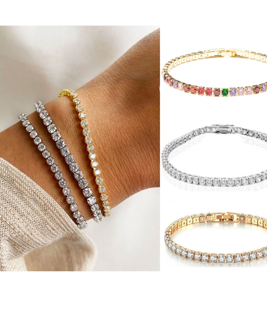 Set 3 bratari tennis placate cu aur!