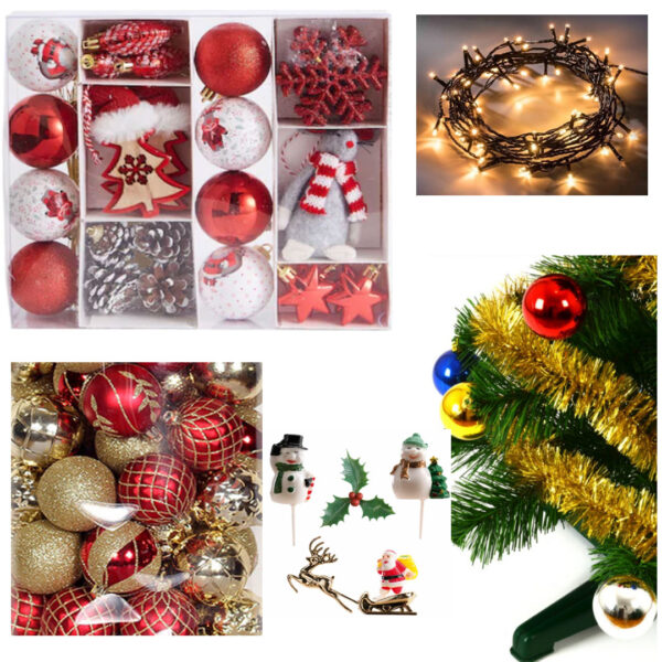 Kit complet pentru bradul de Craciun! 100 piese decoratiuni de brad!