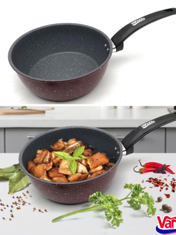 Cratita cu maner Vanora Nera, Otel Carbon teflonat, 18x7 CM, 1.5L