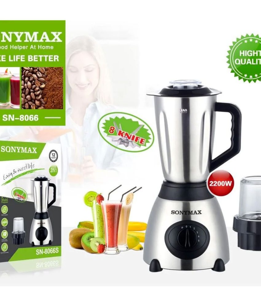 Blender 1.5l cu Rasnita Cafea, corp metalic + Set 5 Piese Oale inox, capace sticla + CADOU Set 3 cutite friptura