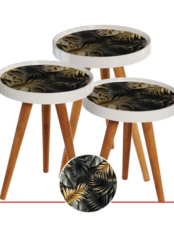 Set 3 masute de cafea, marimi diferite, design contemporan, diametru 39cm