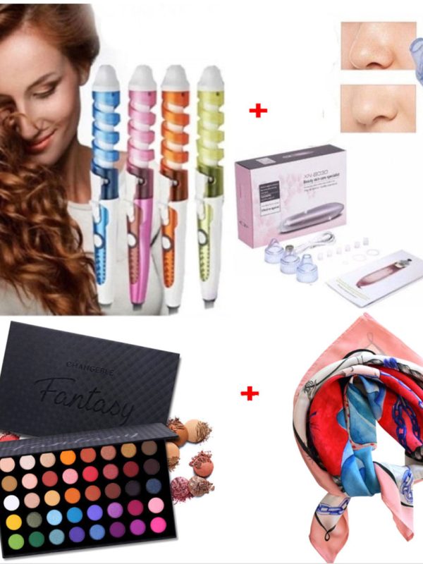 Pachet Beauty Bellissima: Noul Ondulator bucle perfecte Nova + Aparat Vacuum Preasure Cleaner pentru un ten perfect + Trusa farduri Glamour + Cadou esarfa matase!