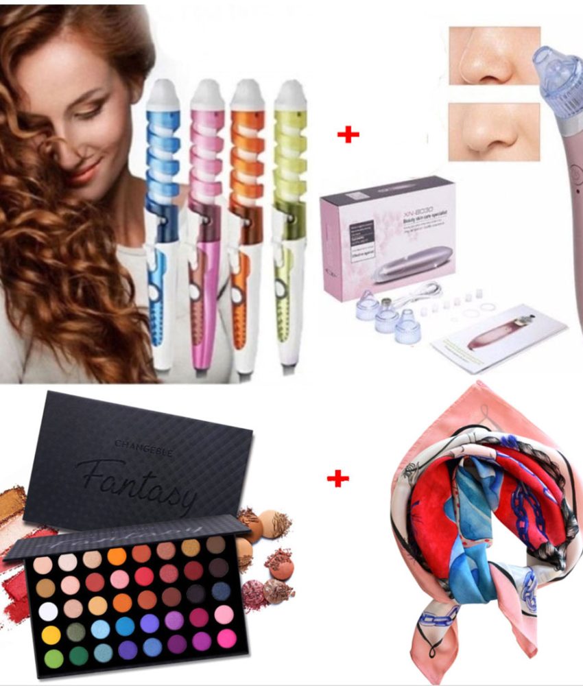 Pachet Beauty Bellissima: Noul Ondulator bucle perfecte Nova + Aparat Vacuum Preasure Cleaner pentru un ten perfect + Trusa farduri Glamour + Cadou esarfa matase!