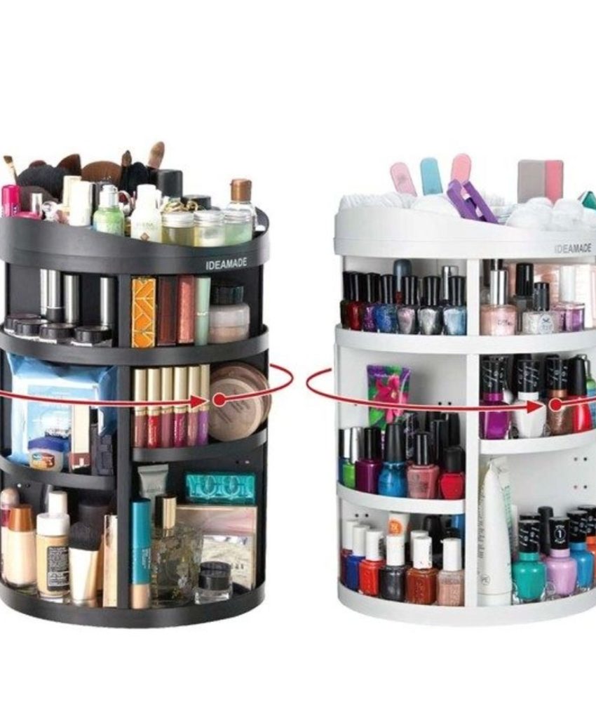 Organizator rotativ 360°pentru cosmetice, 30 cm x 22.5 cm, alb/negru