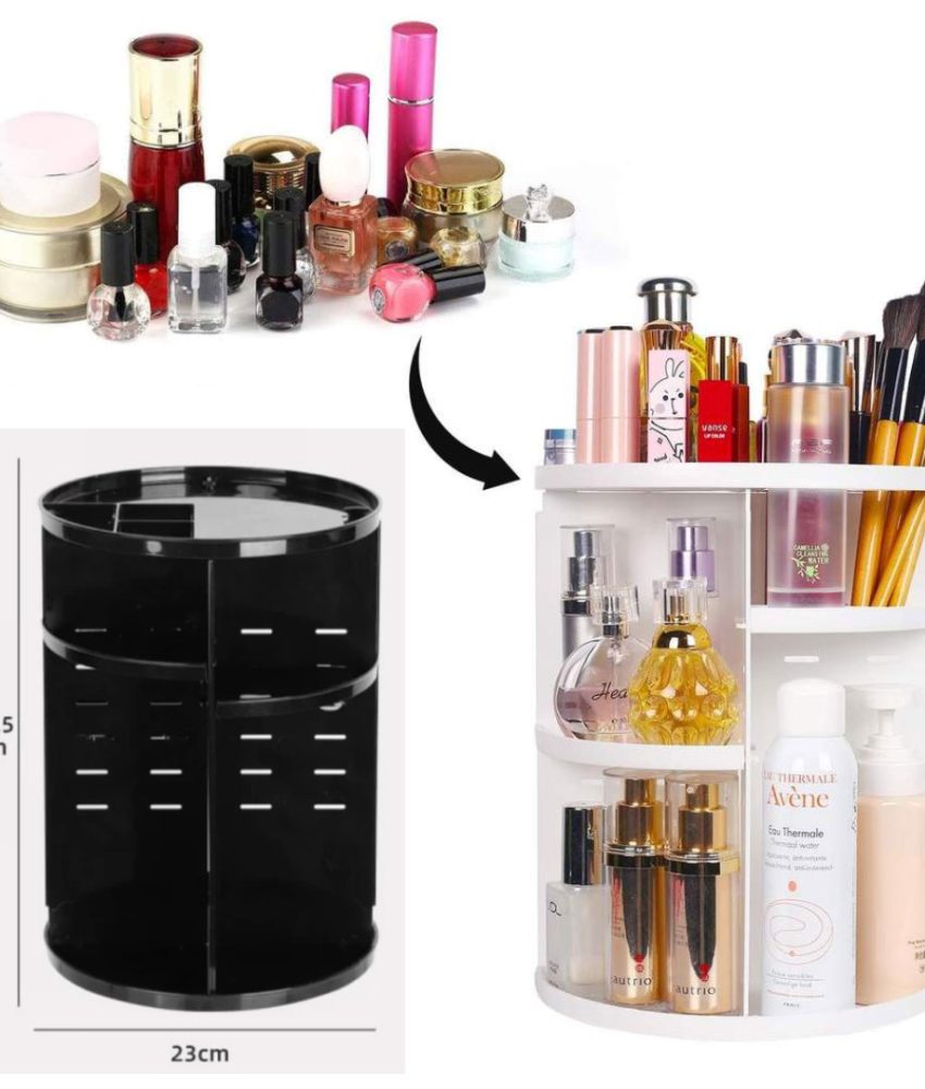 Organizator rotativ 360°pentru cosmetice, 30 cm x 22.5 cm, alb/negru