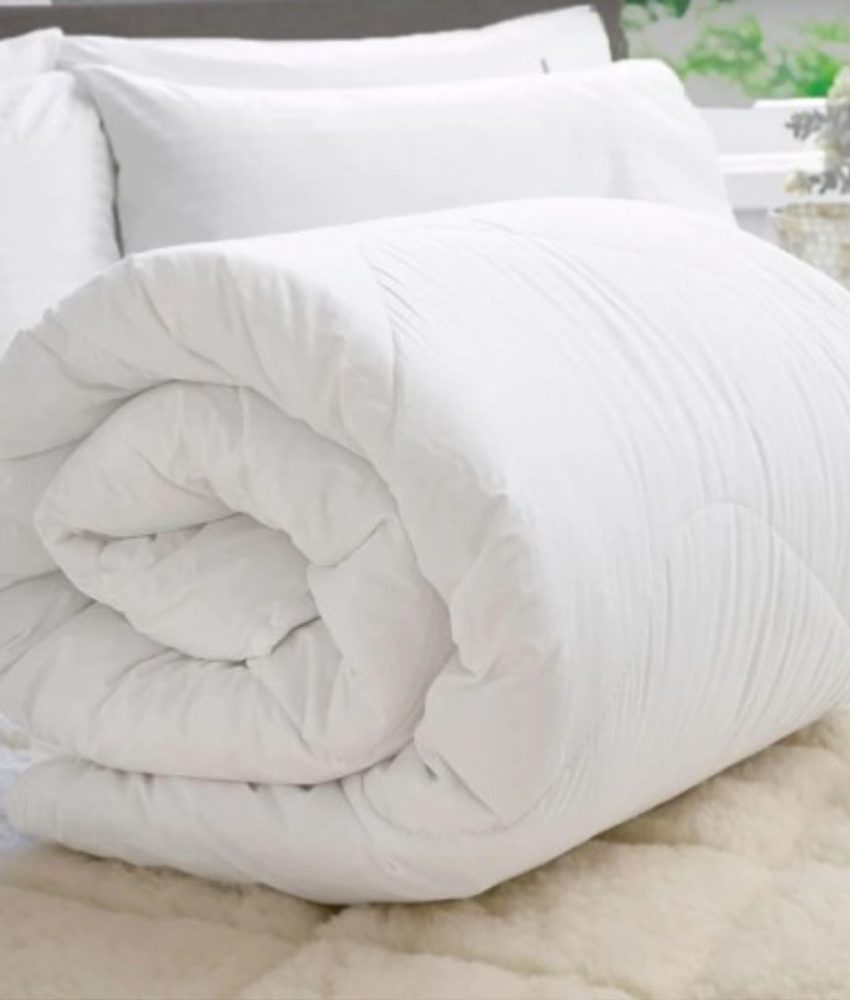 Pilota iarna din lana, cu fata bumbac Damasc, 100% natural, 180 x 210cm, model patrat sau zigzag, alb sau color