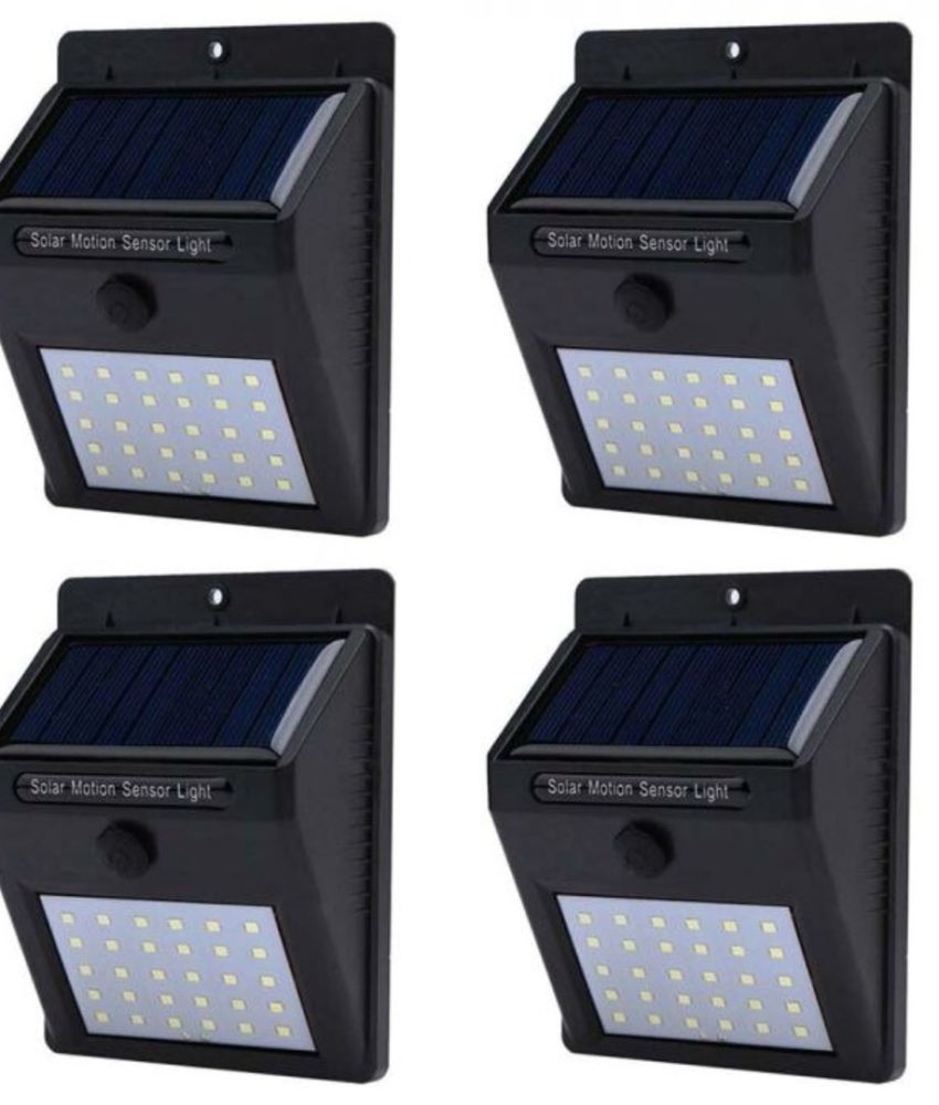 Set 4 lampi cu incarcare solara, senzori de miscare, prindere in perete, 30 leduri