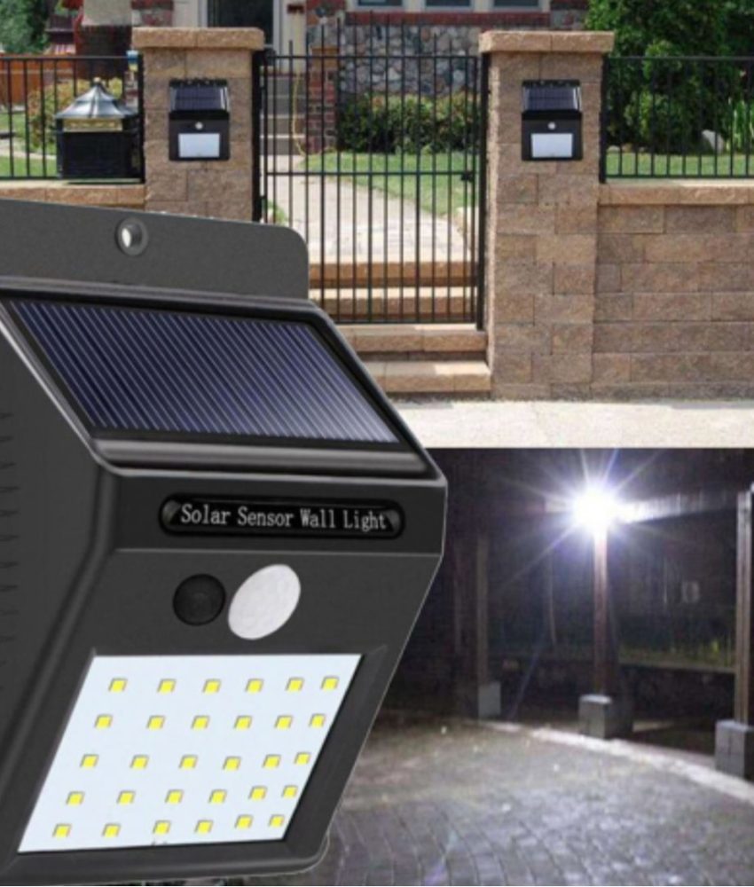 Set 4 lampi cu incarcare solara, senzori de miscare, prindere in perete, 30 leduri