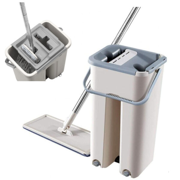 Mop profesional cu doua cuve de spalare si uscare, galeata cu storcator, talpa plata, 8l capacitate