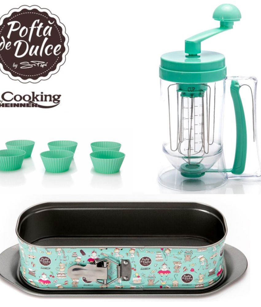 Pofta de dulce! Tava Chec/Cozonac 31x12x8 cm + Aparat multifunctional de facut clatite/briose/vafe, SIMONA POPE + Cadou Set 6 forme silicon briose, Cooking By Heinner!