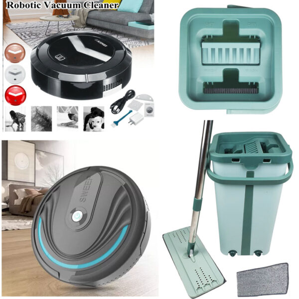 Robot Curatenie Senzor Automat + Galeata cu mop, Magic Clean, 2 cuve, 8,5l, coada inox, Culoare Vernil