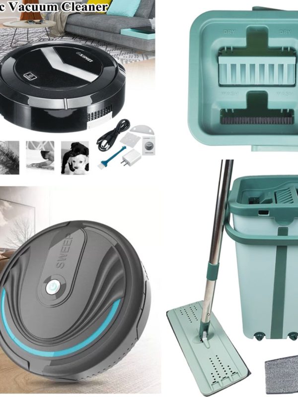 Robot Curatenie Senzor Automat + Galeata cu mop, Magic Clean, 2 cuve, 8,5l, coada inox, Culoare Vernil