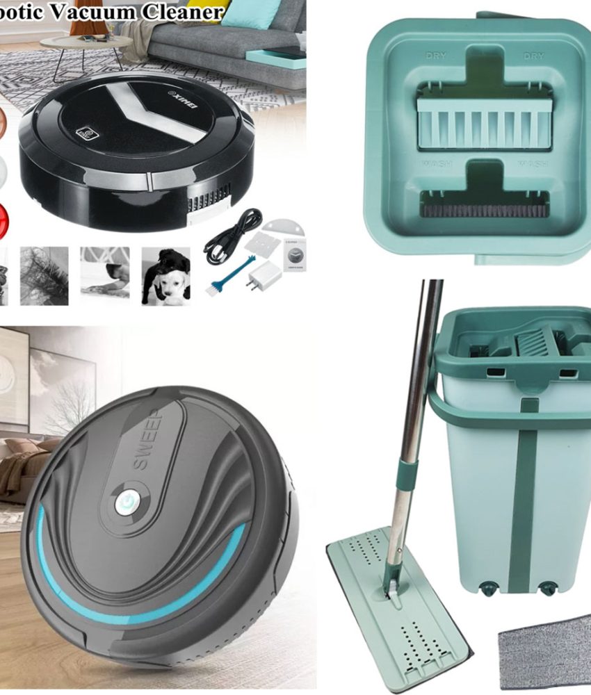 Robot Curatenie Senzor Automat + Galeata cu mop, Magic Clean, 2 cuve, 8,5l, coada inox, Culoare Vernil