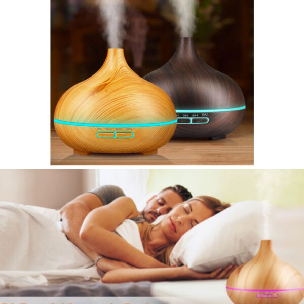 Umidificator, Difuzor aromaterapie cu ultrasunete, 500 ml, 7 culori ambientale, telecomanda