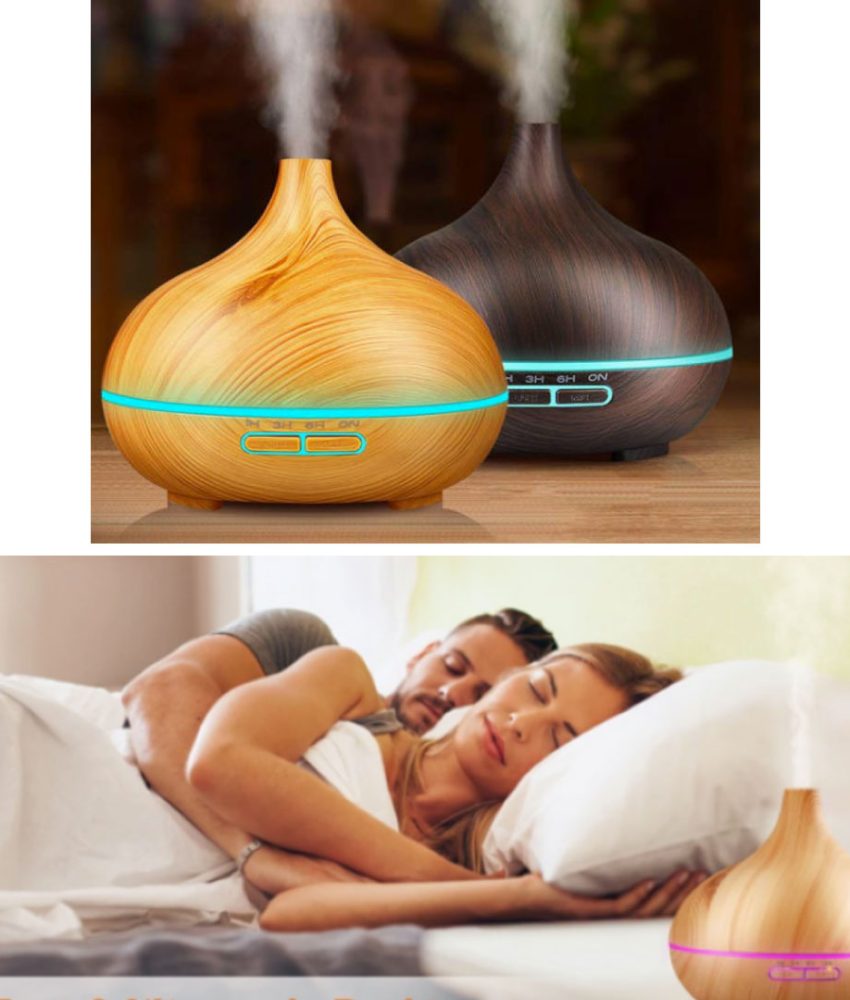 Umidificator, Difuzor aromaterapie cu ultrasunete, 500 ml, 7 culori ambientale, telecomanda