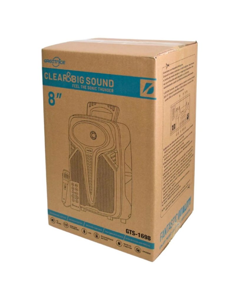 Boxa portabila GTS 1698, bluetooth, 1000W PMPO, super woofer, Led Display, Lumini Disco, USB/ TF/ FM Radio/ BT+ Microfon Karaoke + Telecomanda!