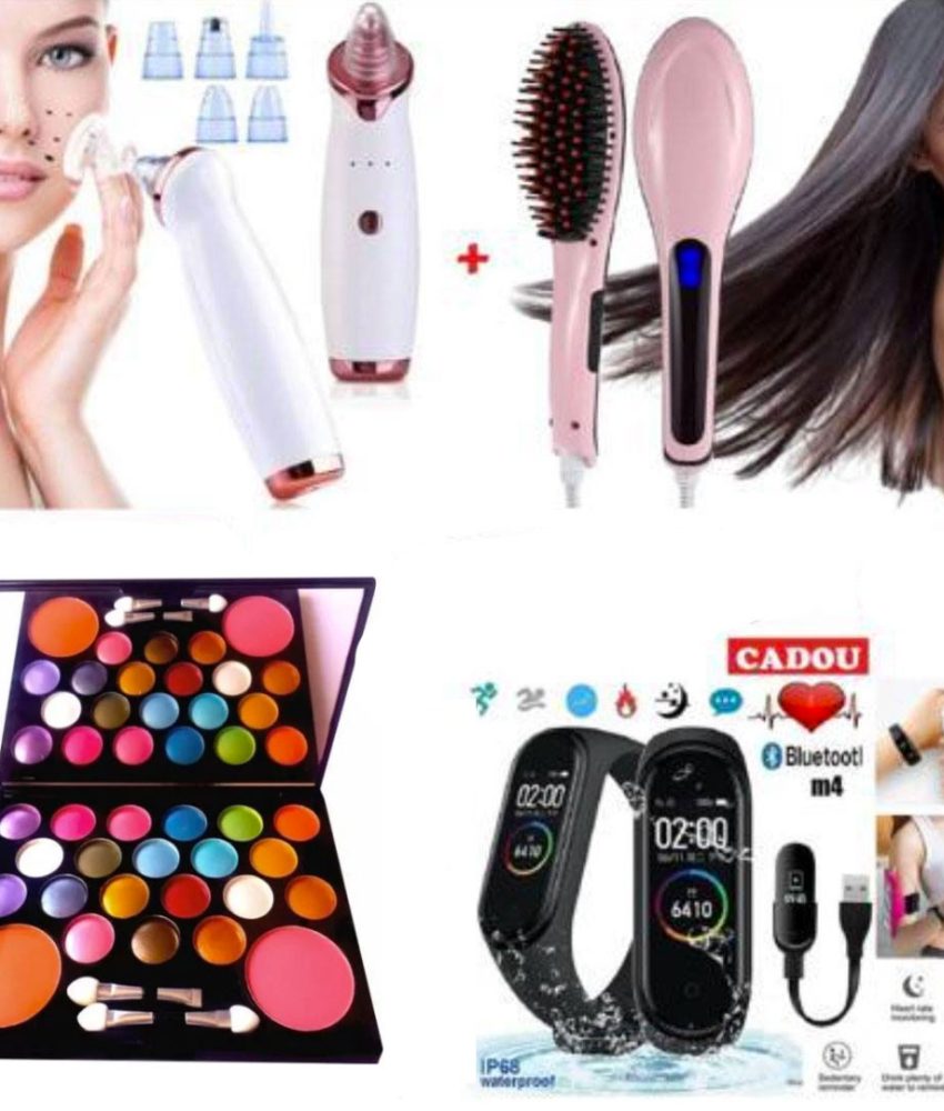 Aparat Vacuum pentru curatarea tenului, acnee, puncte negre + Perie electrica pentru indreptat parul + Trusa Farduri + CADOU SPECIAL Ceas Inteligent bratara fitness cu bluetooth!
