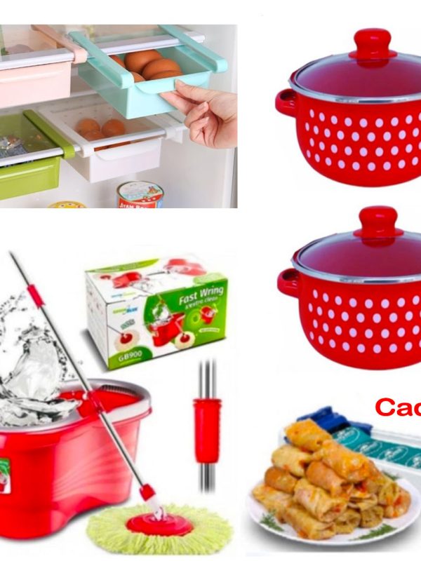 Mop rotativ cu galeata + Vanora Aria, 4 piese + Dolmer sarmale + Cadou sertar depozitare frigider!