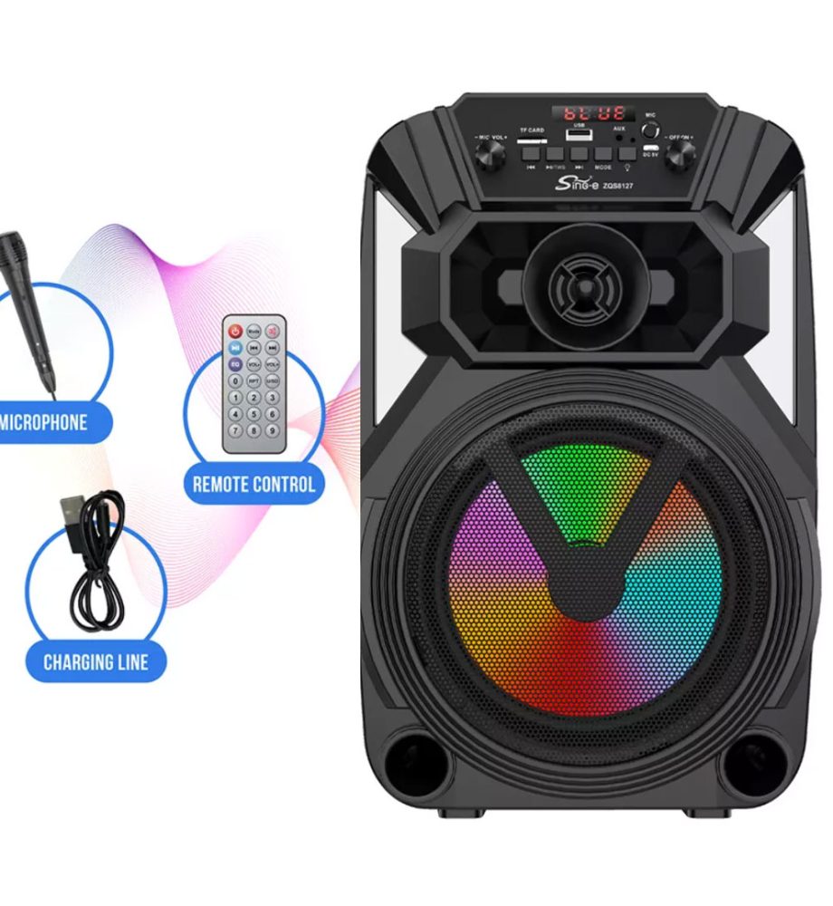 Boxa Bluetooth activa, portabila, ZQS 8127, microfon inclus, telecomanda, Bluetooth, AUX, Radio Fm, USB