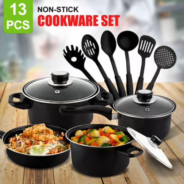 Set de gatit 13 piese Royal Mark, otel inoxidabil teflonat, non-stick, calitate superioara!