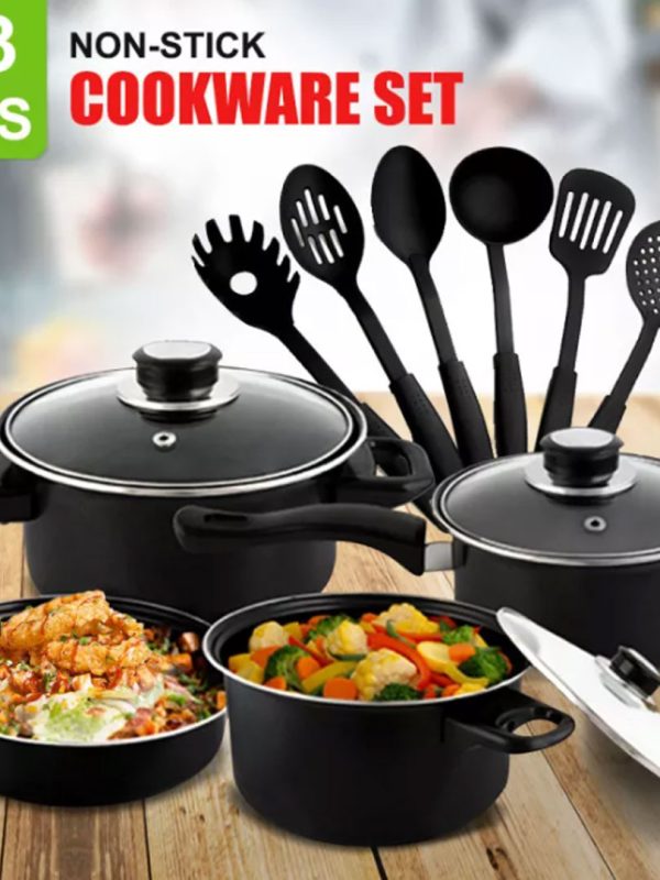 Set de gatit 13 piese Royal Mark, otel inoxidabil teflonat, non-stick, calitate superioara!