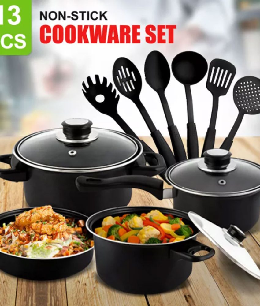 Set de gatit 13 piese Royal Mark, otel inoxidabil teflonat, non-stick, calitate superioara!