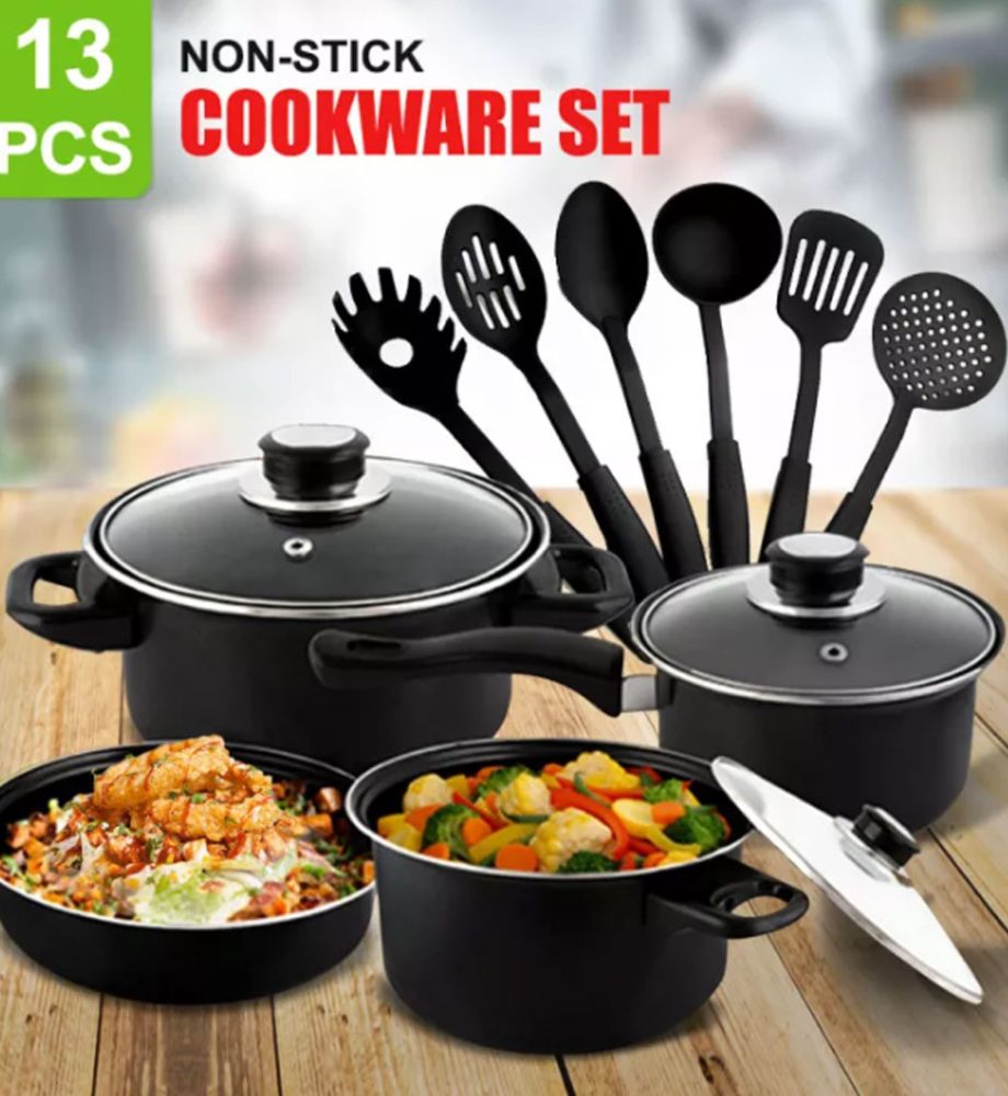 Set de gatit 13 piese Royal Mark, otel inoxidabil teflonat, non-stick, calitate superioara!