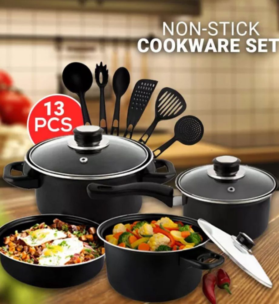 Set de gatit 13 piese Royal Mark, otel inoxidabil teflonat, non-stick, calitate superioara!