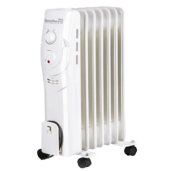 Calorifer electric Hausberg HB-8900AB, 1500 W, 7 elementi, 3 nivele de putere, termostat reglabil