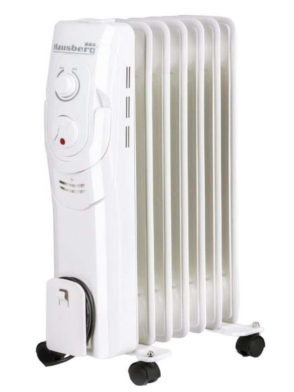 Calorifer electric Hausberg HB-8900AB, 1500 W, 7 elementi, 3 nivele de putere, termostat reglabil